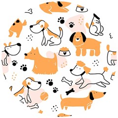 Seamless Pattern Of Cute Dog Puppy Cartoon Funny And Happy Wooden Puzzle Round by Wav3s