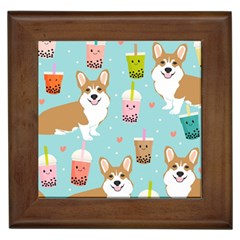 Welsh Corgi Boba Tea Bubble Cute Kawaii Dog Breed Framed Tile