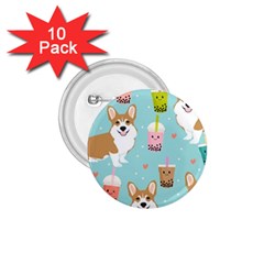 Welsh Corgi Boba Tea Bubble Cute Kawaii Dog Breed 1 75  Buttons (10 Pack)