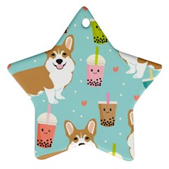 Welsh Corgi Boba Tea Bubble Cute Kawaii Dog Breed Star Ornament (two Sides)