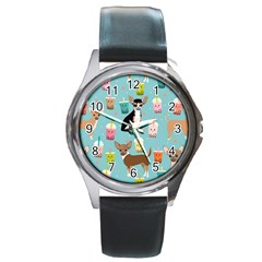 Chihuahua Bubble Kawaii Boba Tea Cute Dog Round Metal Watch