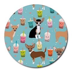 Chihuahua Bubble Kawaii Boba Tea Cute Dog Round Mousepad