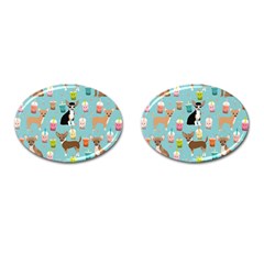 Chihuahua Bubble Kawaii Boba Tea Cute Dog Cufflinks (oval)