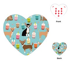 Chihuahua Bubble Kawaii Boba Tea Cute Dog Playing Cards Single Design (heart)