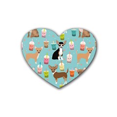 Chihuahua Bubble Kawaii Boba Tea Cute Dog Rubber Coaster (heart) by Wav3s