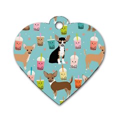 Chihuahua Bubble Kawaii Boba Tea Cute Dog Dog Tag Heart (two Sides)