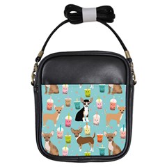 Chihuahua Bubble Kawaii Boba Tea Cute Dog Girls Sling Bag by Wav3s