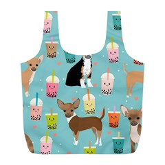 Chihuahua Bubble Kawaii Boba Tea Cute Dog Full Print Recycle Bag (l) by Wav3s