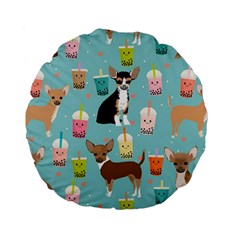 Chihuahua Bubble Kawaii Boba Tea Cute Dog Standard 15  Premium Flano Round Cushions by Wav3s