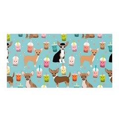 Chihuahua Bubble Kawaii Boba Tea Cute Dog Satin Wrap 35  X 70  by Wav3s