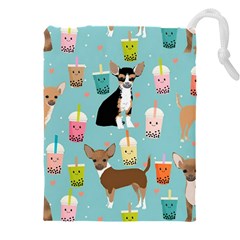 Chihuahua Bubble Kawaii Boba Tea Cute Dog Drawstring Pouch (4xl) by Wav3s