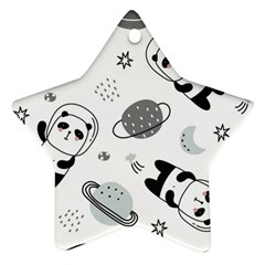 Panda Floating In Space And Star Ornament (star) by Wav3s