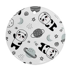 Panda Floating In Space And Star Ornament (round)