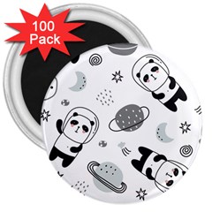 Panda Floating In Space And Star 3  Magnets (100 Pack)