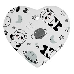 Panda Floating In Space And Star Ornament (heart)