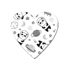 Panda Floating In Space And Star Heart Magnet