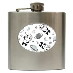 Panda Floating In Space And Star Hip Flask (6 Oz)