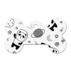 Panda Floating In Space And Star Dog Tag Bone (two Sides)