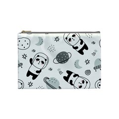 Panda Floating In Space And Star Cosmetic Bag (medium) by Wav3s