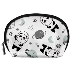 Panda Floating In Space And Star Accessory Pouch (large) by Wav3s