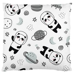 Panda Floating In Space And Star Large Premium Plush Fleece Cushion Case (one Side)