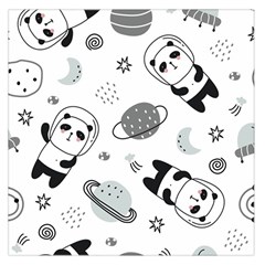 Panda Floating In Space And Star Square Satin Scarf (36  X 36 ) by Wav3s