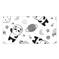 Panda Floating In Space And Star Satin Shawl 45  X 80  by Wav3s