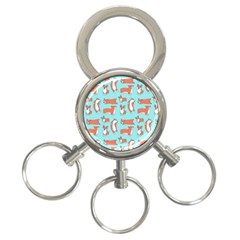 Corgis On Teal 3-ring Key Chain