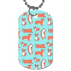 Corgis On Teal Dog Tag (two Sides)