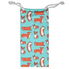 Corgis On Teal Jewelry Bag by Wav3s