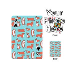 Corgis On Teal Playing Cards 54 Designs (mini) by Wav3s