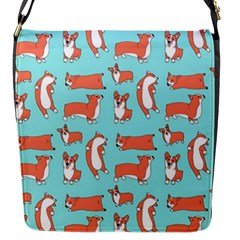 Corgis On Teal Flap Closure Messenger Bag (s) by Wav3s