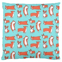 Corgis On Teal Standard Premium Plush Fleece Cushion Case (one Side)