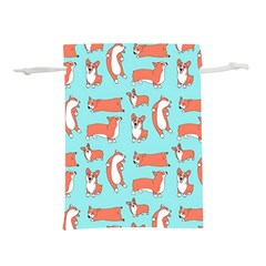 Corgis On Teal Lightweight Drawstring Pouch (m) by Wav3s