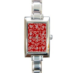 Vector Seamless Pattern Of Hearts With Valentine s Day Rectangle Italian Charm Watch
