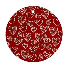 Vector Seamless Pattern Of Hearts With Valentine s Day Ornament (round)