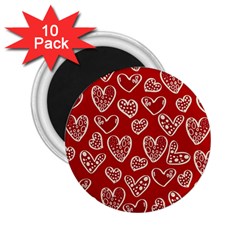 Vector Seamless Pattern Of Hearts With Valentine s Day 2 25  Magnets (10 Pack) 