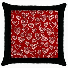 Vector Seamless Pattern Of Hearts With Valentine s Day Throw Pillow Case (black)