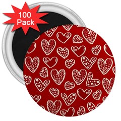 Vector Seamless Pattern Of Hearts With Valentine s Day 3  Magnets (100 Pack)