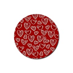 Vector Seamless Pattern Of Hearts With Valentine s Day Rubber Coaster (round)