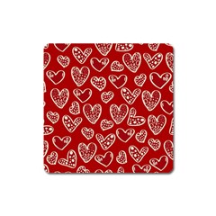 Vector Seamless Pattern Of Hearts With Valentine s Day Square Magnet