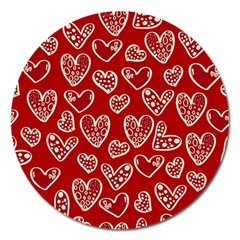 Vector Seamless Pattern Of Hearts With Valentine s Day Magnet 5  (round)