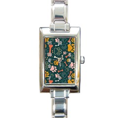 Dog Paw Colorful Fabrics Digitally Rectangle Italian Charm Watch