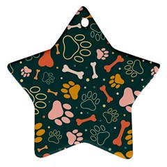 Dog Paw Colorful Fabrics Digitally Ornament (star)