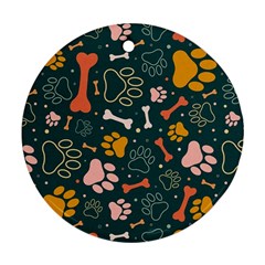 Dog Paw Colorful Fabrics Digitally Ornament (round)