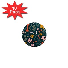 Dog Paw Colorful Fabrics Digitally 1  Mini Magnet (10 Pack) 