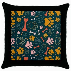 Dog Paw Colorful Fabrics Digitally Throw Pillow Case (black) by Wav3s