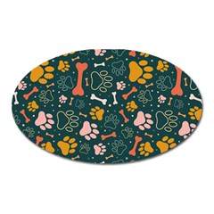 Dog Paw Colorful Fabrics Digitally Oval Magnet