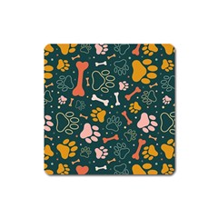 Dog Paw Colorful Fabrics Digitally Square Magnet