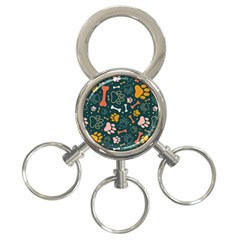 Dog Paw Colorful Fabrics Digitally 3-ring Key Chain